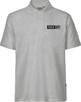 Produktbild von Huuraa Herren Polo Shirt Fuck Off Schriftzug S Sport Grey Bio Baumwolle Fairtrade Poloshirt Geschenkidee