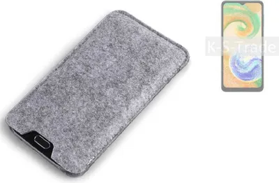 Produktbild von K-S-Trade Filz Handyhülle kompatibel mit Samsung Galaxy A04s Schutzhülle Filztasche Filz Tasche Case Sleeve Handy Hülle Filzhülle grau
