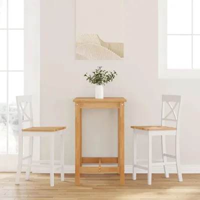 Immagine prodotto di Maison Exclusive - Sgabelli da bar, 2 pezzi, bianco, legno massello di albero della gomma