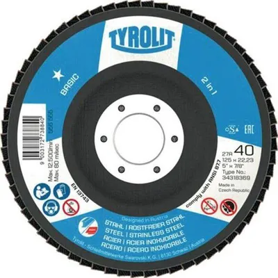 Produktbild von Tyrolit Fächerscheibe (Ø 125 mm Körnung 40 gekröpft / Stahl, Edelstahl ZA - Zirkonkorund / Inhalt: 10 Stück) - 34659314