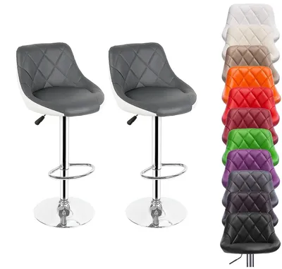 Image de Lot de 2 tabourets de bar - Réglables en hauteur - Pivotants à 360° - Assise rembourrée - Structure en métal - Sans accoudoirs - Orange