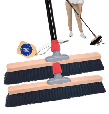 Produktbild von Novaliv 2x Saalbesen 50 cm mit Stiel Borsten Kunstborsten besen fein Ideal als Werkstattbesen mit Stiel Hallenbesen Industriebesen Hausbesen Kehrbesen Zimmerbesen Haarbesen Terassenbesen Besen weich