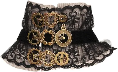 Produktbild von Choker Kette, schwarz, Spitze, mit Blumenmuster, für Gothic und Punk