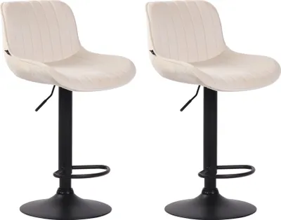 Produktbild von 2er Set Barhocker HLO-CP68 Samt schwarz  creme