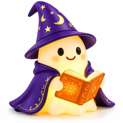 Produktbild von Süße Geisterlampe, 3D-LED-Nachtlicht im Geisterdesign, Leselampe für Bücherliebhaber, Halloween-Tischdekoration, niedliches Deko-Licht