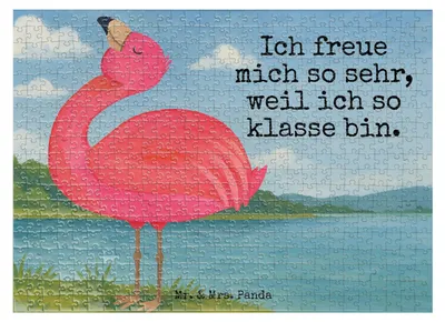 Produktbild von Mr. & Mrs. Panda Puzzle Flamingo Stolz Design 551 Teile - Weiß - Geschenk, Puzzlespiel, 500, glücklich, 1500, Tochter, Freude, 300, 2000