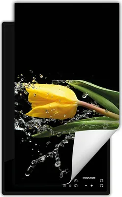 Produktbild von DarHaus Herdabdeckplatte 1 teilig 30x52 cm Anti Rutsch Matte Aufrollbar, schwarz - Tulpe