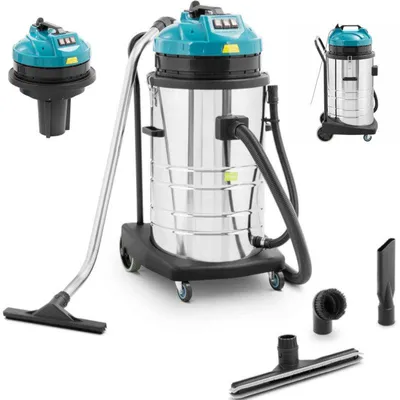 Immagine prodotto di Aspirapolvere industriale per aspirazione di liquidi e solidi – 3000 W – serbatoio in acciaio inossidabile da 80 litri