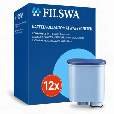 Image de Lot de 12 cartouches filtrantes de rechange pour Philips® AquaClean® CA6903/10 et CA6903/22, compatibles avec les machines à café automatiques Saeco®