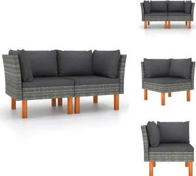 Produktbild von vidaXL Ecksofas 2 Stk. Poly Rattan und Eukalyptus Massivholz -  Gartensofaelemente