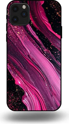 Produktbild von Smartphonica Handytasche passend für iPhone 11 Pro Max mit Marmordruck - TPU Rückseitenschutzhülle Marmordesign - Lila Pink