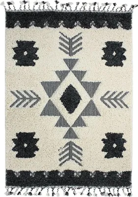 Image de Tapis berbère à effet relief crème et gris 160x230