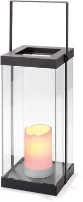 Produktbild von LED Laterne Metall, Kunststoff-Kerze, Flackerlicht, Timer