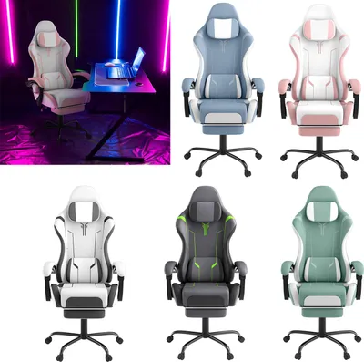 Obrázok produktu pre Herná stolička XINZI, ergonomická kancelárska stolička s masážnym bedrovým vankúšom a vankúšom na opierku hlavy, výškovo nastaviteľná, stolička k PC s nosnosťou 135 kg, sivá