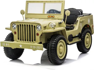 Obrázok produktu pre Detské vozidlo - Elektrické terénne 3-miestne auto s 12V14A batériou a 4 motormi "Camouflage Green" 2,4Ghz+kožené sedadlo+EVA