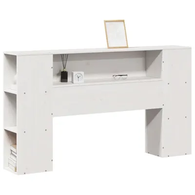 Produktbild von Kopfteil mit Stauraum Weiß 140 cm Massivholz Kiefer