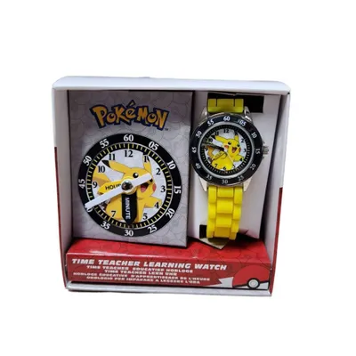 Image de Montre d'apprentissage analogique au design Pokémon - montre-bracelet cool pour enfants avec aiguilles des heures et des minutes étiquetées, idéale pour apprendre facilement l'heure !