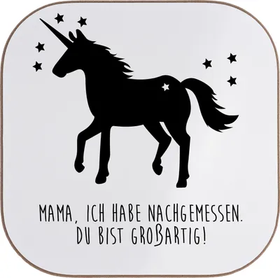 Produktbild von Mr. & Mrs. Panda Untersetzer für Gläser Mama, ich habe nachgemessen.... - Weiß - Geschenk, Pony, Horn, Coaster, Einhorn, Zauberwald, Tasse, gläseruntersetzer, Glas, Pferd