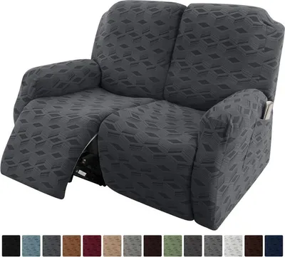 Image de Housses - Housse de canapé élastique pour fauteuil de relaxation, 2 places (2 pièces), gris foncé, Housse de canapé complète pour le salon