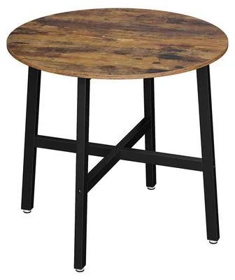 Image de Table ronde pour cuisine – Table à manger – Marron et noir – Compacte et stable – Panneau de particules et acier – Diamètre 80 cm x Hauteur 75 cm