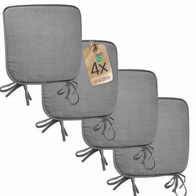 Produktbild von Sitzkissen Stuhlkissen Indoor & Outdoor 2er Set 38x38 cm - Schwarz - etérea Stuhl Kissen Auflage mit Bändern