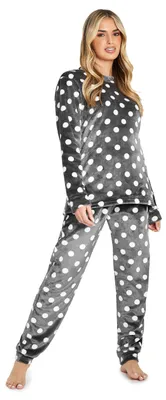 Produktbild von CityComfort Fleece Schlafanzug Damen Lang, 2-Teiliges Pyjama Set, Hausanzug Dame