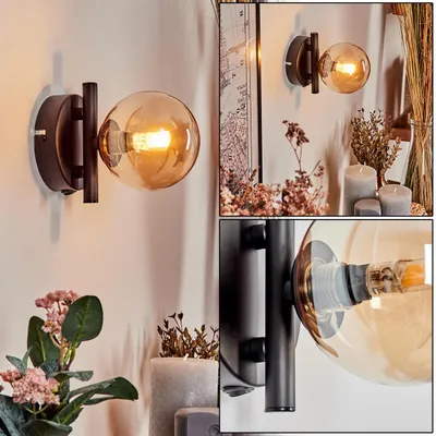 Produktbild von Isorella Wandlampe aus Metall/Glas in Schwarz/Bernsteinfarben