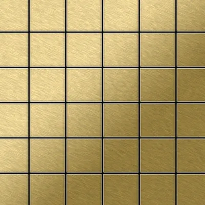 Produktbild von Mosaik Fliese massiv Metall Titan gebürstet gold 1,6mm stark Cinquanta-Ti-GB