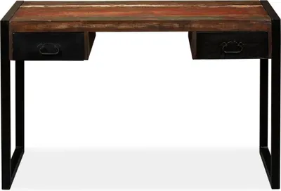 Immagine prodotto di Scrivania a 2 Cassetti Legno Massello di Recupero 120x50x76 cm