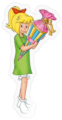 Produktbild von Spreadshirt Bibi Blocksberg Mit Zuckertüte Sticker Aufkleber, 10 x 10 cm, Transparent glänzend