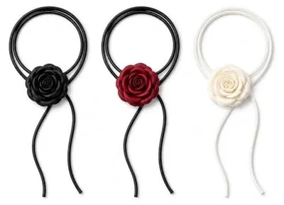 Zdjęcie produktu dla Naszyjnik choker z różą obroża na szyję kwiat dla dziewczyny 3 szt