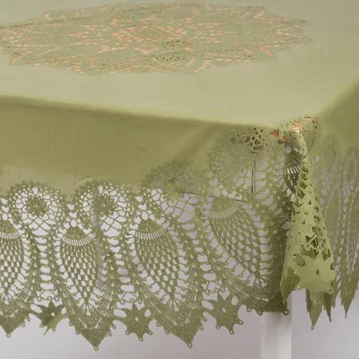 Produktbild von Tischdecke abwaschbar Häkelspitze Amira rund grün Ø 152cm
