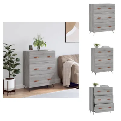 Immagine prodotto di vidaXL Cassettiera grigio Sonoma 69,5x34x90 cm in legno - Cassettiere