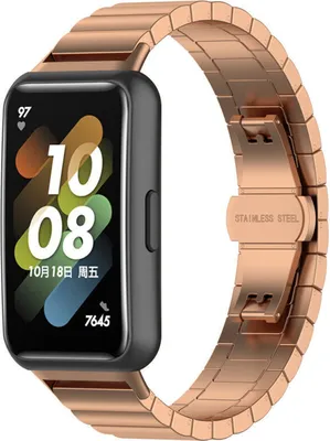Produktbild von Strap-it Huawei Band 7 Metallarmband (Roségold)