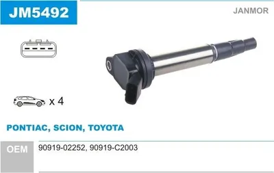 Produktbild von JANMOR JM5492 Zündspule für TOYOTA Yaris Schrägheck (P9) für VAUXHALL INSIGNIA Mk I (A) Estate