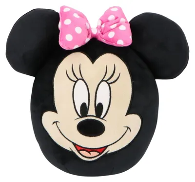 Produktbild von Disney Minnie Mouse Kuscheltier aus Plüsch und Squishy-Material mit rosa Schleife 22 cm