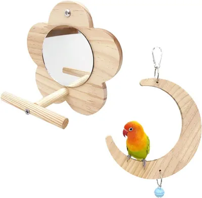 Produktbild von Spielzeug Für Papageien Schaukel Spiegel Für Papageien Holz Set