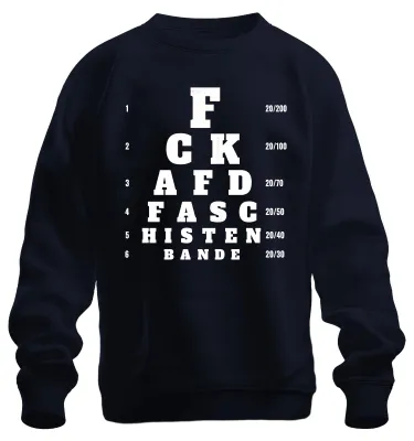 Productafbeelding van F*CK AFD, FASCISTENBEND. Statement-trui met sarcasme-opdruk. Demonstratietrui, marineblauw, maat L