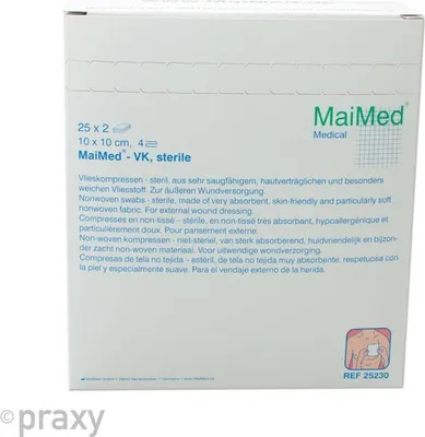 Obrázek produktu pro MaiMed netkané obklady sterilní 4vrstvé 50 kusů 10 x 10 cm