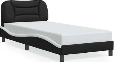 Produktbild von vidaXL Bettgestell ohne Matratze "Hvar" Schwarz und Weiß 90x200 cm Kunstleder