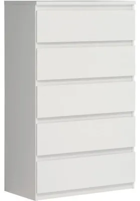 Produktbild von FORTE Chelsea Hohe Kommode 77 mit 5 Schubladen, Weiß, 77,2 cm breit x 128,1 cm h