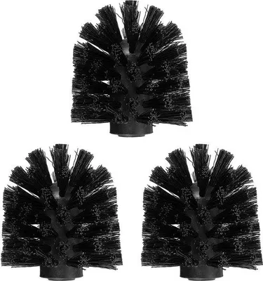 Image de Lot de 3 têtes de brosse pour WC, tête de brosse de rechange pour WC 12 mm, noire, ronde, en forme de boule