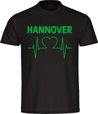 Produktbild von multifanshop Herren T-Shirt - Hannover - Herzschlag, schwarz, Größe L