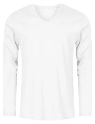 Image de X.O By Promodoro - T-shirt à col en V pour homme, manches longues LT3565 (XS) (blanc)