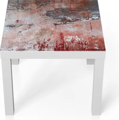 Produktbild von DEQORI Couchtisch 55x55 cm Weiß 'Roter Zerfall' Glas Beistelltisch Glastisch modern