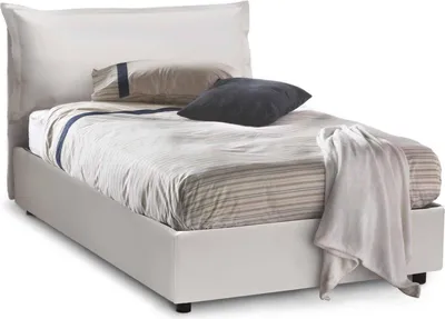 Produktbild von Quadratisches und halbes Bett Dgarell, Containerbett mit Kunstlederbezug, 100%  Italy, Frontöffnung, inklusive Matratze 120x200 cm, Weiß