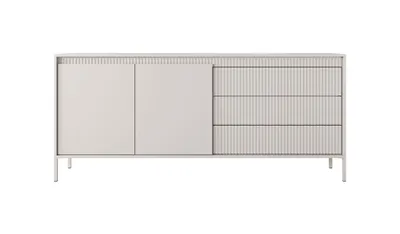Produktbild von SENSO Kommode 187 cm – Beige, Riffeloptik, Push-to-Open, Metallfüße, Modernes Design