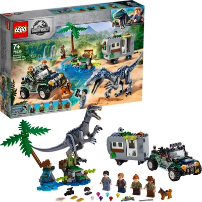 Produktbild von LEGO 75935 Jurassic World Baryonyx' Kräftemessen: die Schatzsuche, Dinosaurier Spielset mit Offroad-Buggy Spielzeug, Bauset