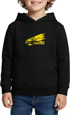 Produktbild von Spreadshirt Die Macht Aus Dortmund Schwarz-Gelb Fußball Fan Kinder Premium Hoodie, 110/116 (4 Jahre), Schwarz