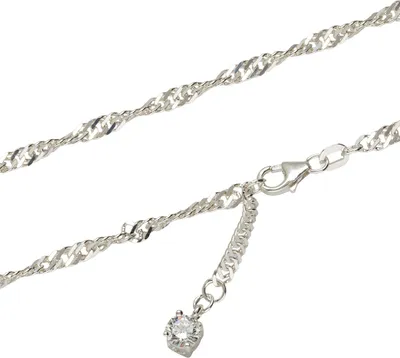 Produktbild von 925er Sterling Silber Fußkette Singapur Kette Zirkonia Fußkettchen 25cm 1749